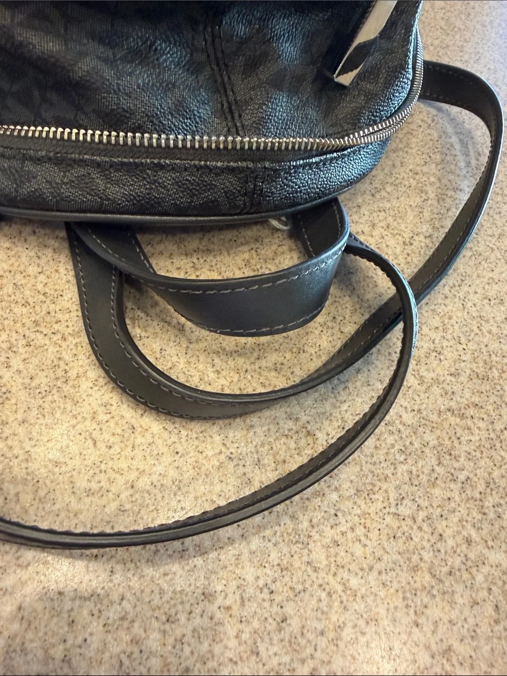 Michael Kors Black Logo Zip-Front Backpack Unisex